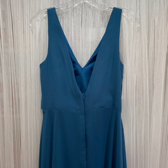 JJ's House Ink A-line V-Neck Floor-Length Chiffon Bridesmaid Dress Size 10 - Picture 13 of 16